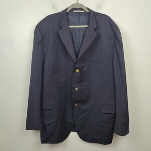 Burberry London Blazer Mens 52 US 42 Navy Blue 100% Wool 3 Button‎ Jacket Suit
